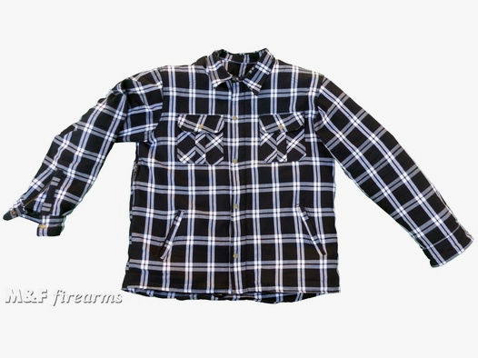 Lumberjack Shirt im Holzfäller-Stil mit herausnehmbarem Innenfutter Protektoren und Aramidfaserverstärkung Schwarz-Weiß-Grau