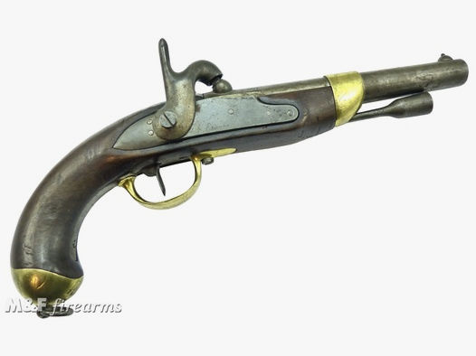 Französische Perkussions- Kavallerie- Pistole M 1822 T bis Hersteller Manuf. Roy. de St. Etienne Kaliber 17,7 mm gezogen