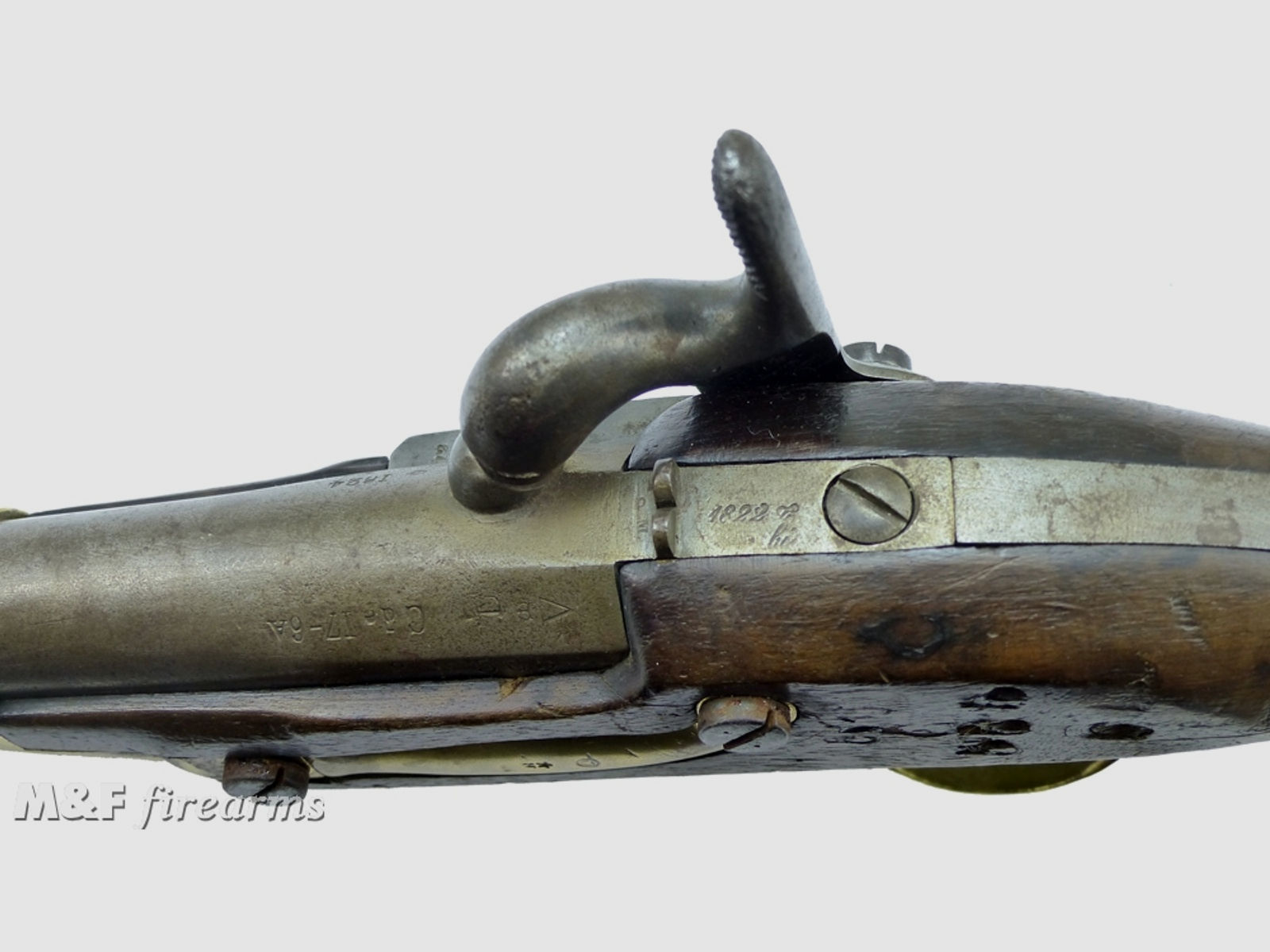 Französische Perkussions- Kavallerie- Pistole M 1822 T bis Hersteller Manuf. Roy. de St. Etienne Kaliber 17,7 mm gezogen