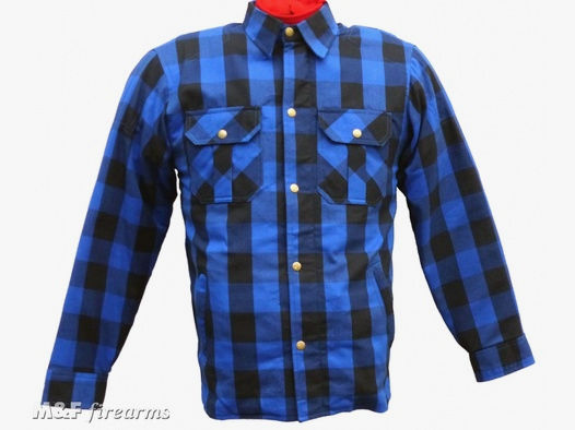 Lumberjack Shirt im Holzfäller-Stil mit herausnehmbarem Innenfutter Protektoren und Aramidfaserverstärkung Blau-Schwarz