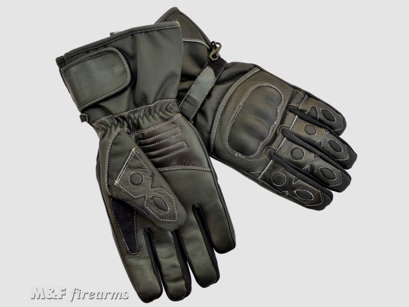 Biker-Handschuhe mit Protektoren Thinsulate 3M Vlies Hipora 3-Schicht Wasserprotektion und Scotchlite 3M Reflexionsnähten