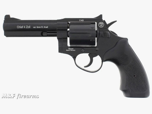 Record Firearms Chief 4" Schreckschuss Revolver Kaliber 9 mm R.Knall (.380 Knall) brüniert