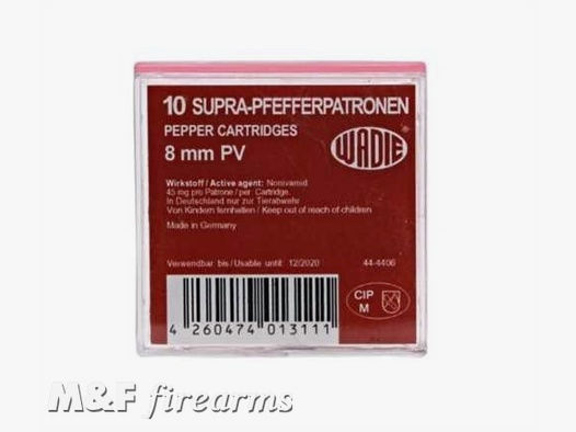 Wadie Pfefferpatronen 8mm P.A. SUPRA 10 Stück in Plastikbox