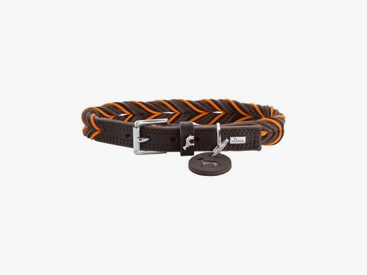 Hunter Hunde Halsband Solid Education Cord Dunkelbraun/Orange 55/M
