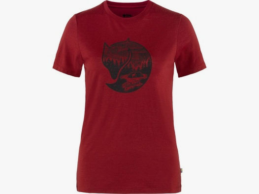 Fjällräven Damen T-Shirt Abisko Wool Fox Pomegranate Rot - Navy M