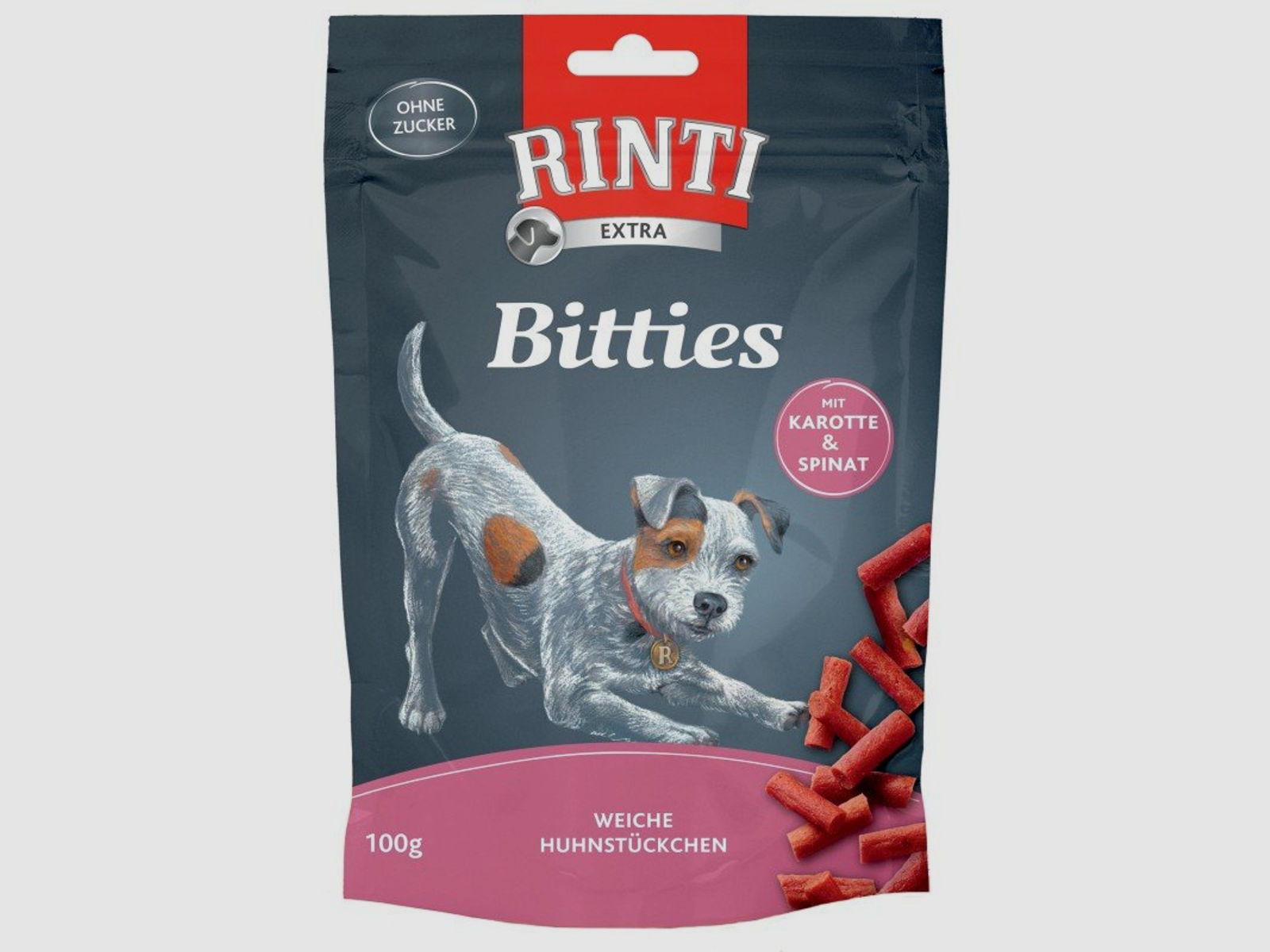 Rinti Hunde Snacks Beutel Bitties Huhn mit Karotten & Spinat 100g