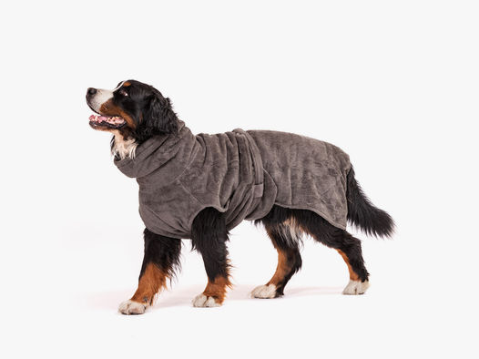 Lill`s Dog Hundebademantel aus Bio-Baumwolle Steingrau 3XS