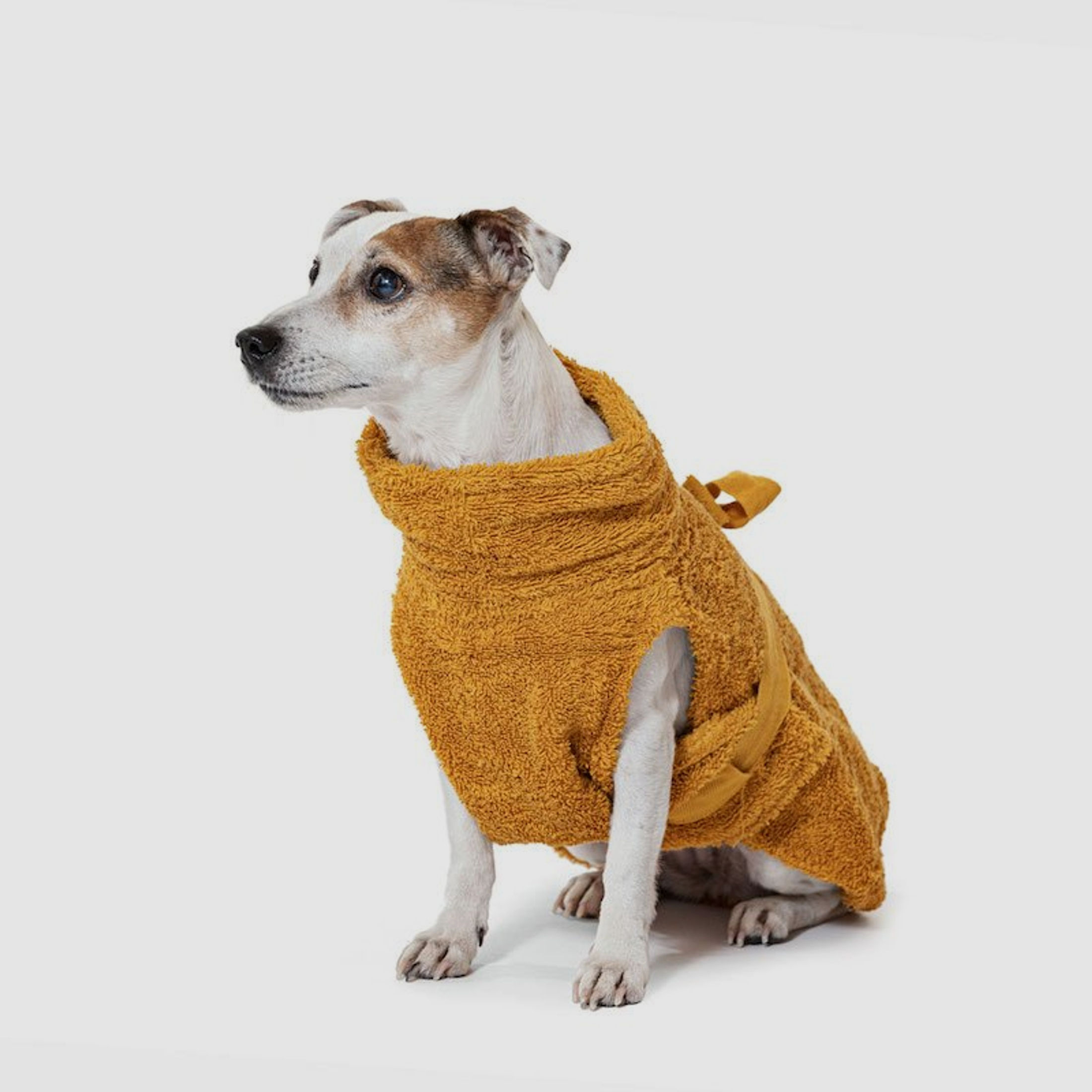 Lill`s Dog Hundebademantel aus Bio-Baumwolle Senfgelb 4XS