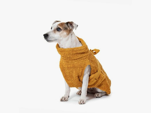 Lill`s Dog Hundebademantel aus Bio-Baumwolle Senfgelb XL