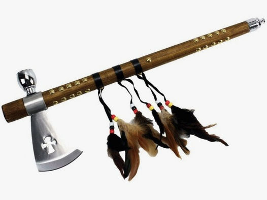 Indianer Tomahawk mit Friedenspfeife und Stahlklinge