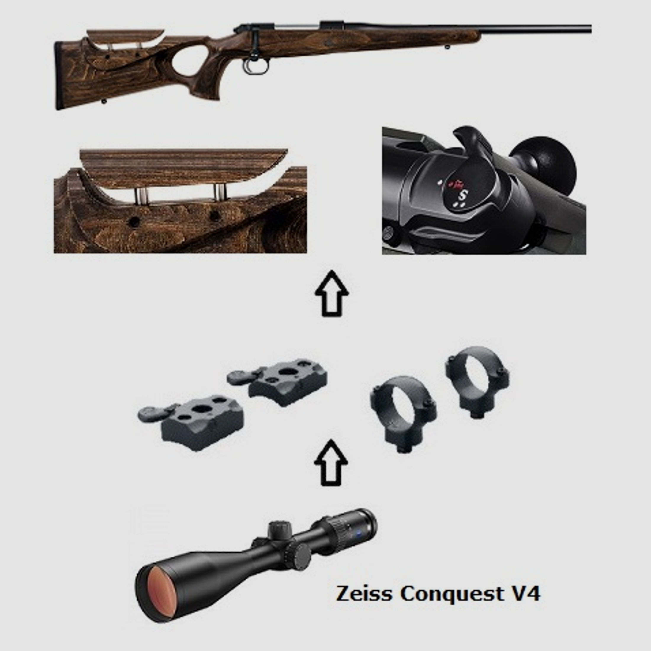 Mauser M12 MAX + Zeiss Conquest V4 3-12x56 + Montage + ... Komplettpaket