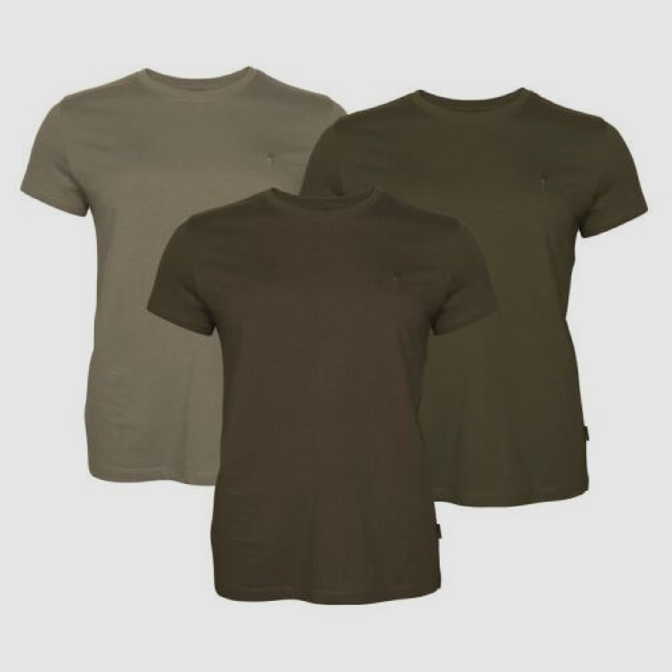 Pinewood Damen T-Shirt 3er-Pack Green/H.Brown/Khaki L