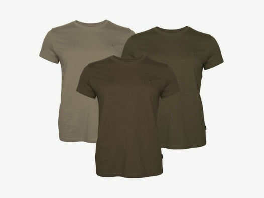 Pinewood Damen T-Shirt 3er-Pack Green/H.Brown/Khaki L