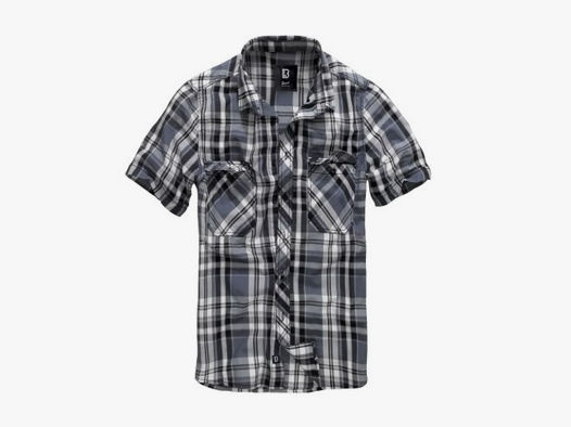 Brandit Herrenhemd Roadstar Shirt Kurzarm Schwarz/Anthrazit XL
