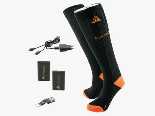 Alpenheat Beheizte Socken mit Fernbedinung Schwarz/Orange