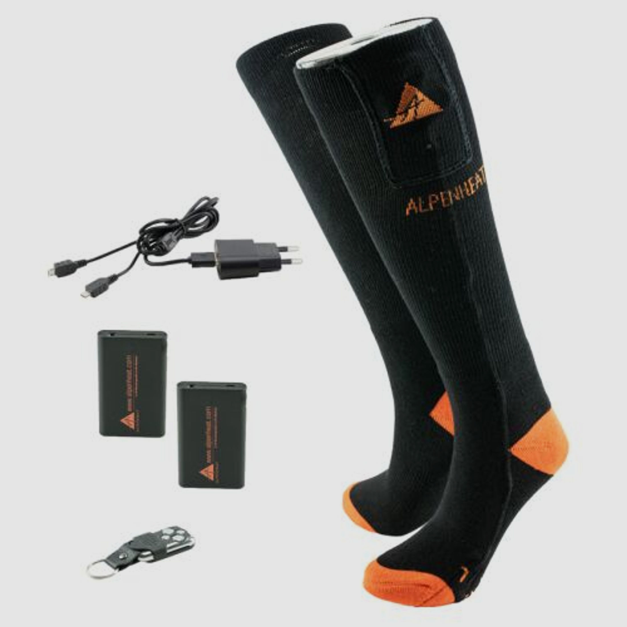 Alpenheat Beheizte Socken mit Fernbedinung Schwarz/Orange 46-48