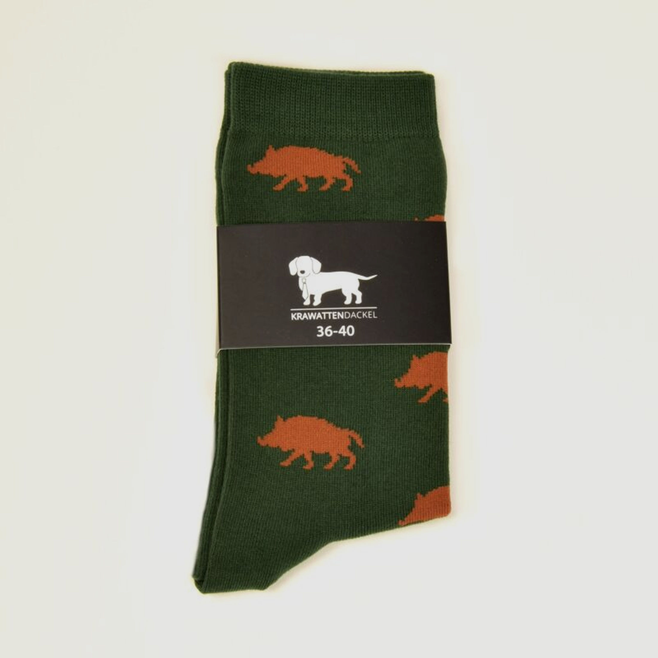 Krawattendackel Unisex Socken grün, Wildschwein braun