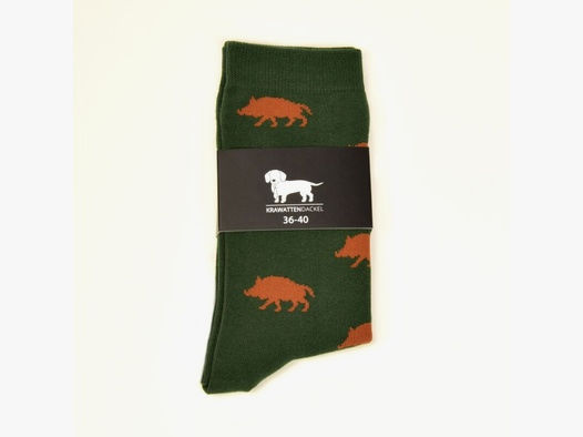 Krawattendackel Unisex Socken grün, Wildschwein braun