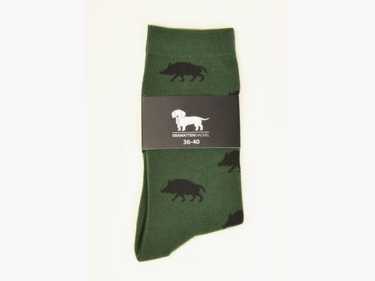 Krawattendackel Unisex Socken grün, Wildschwein schwarz