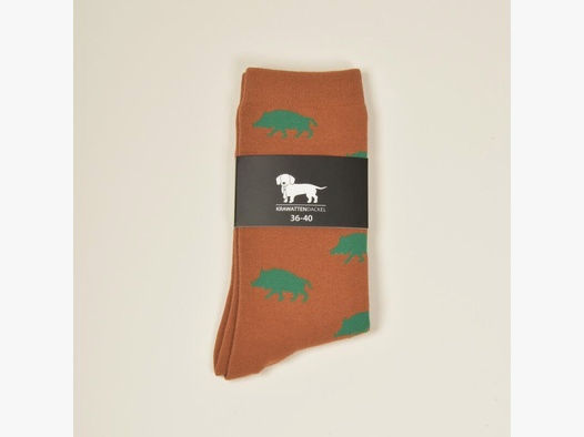 Krawattendackel Unisex Socken braun, Wildschwein grün