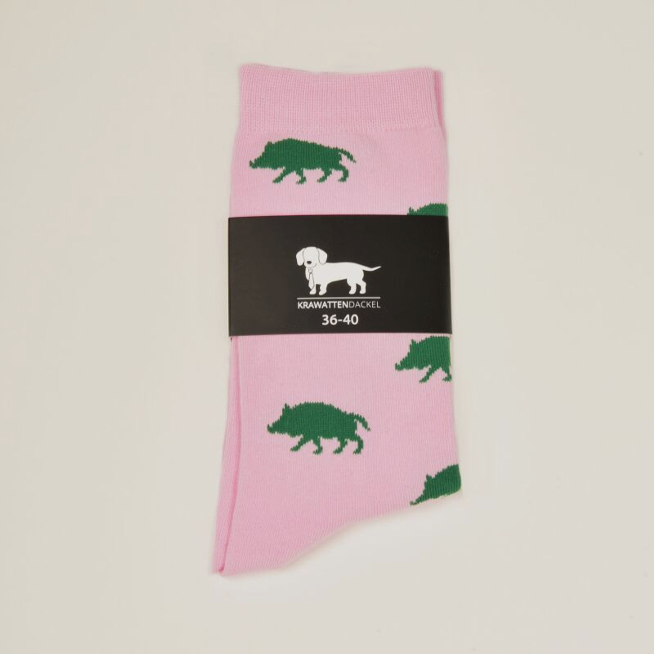 Krawattendackel Unisex Socken rosa, Wildschwein grün