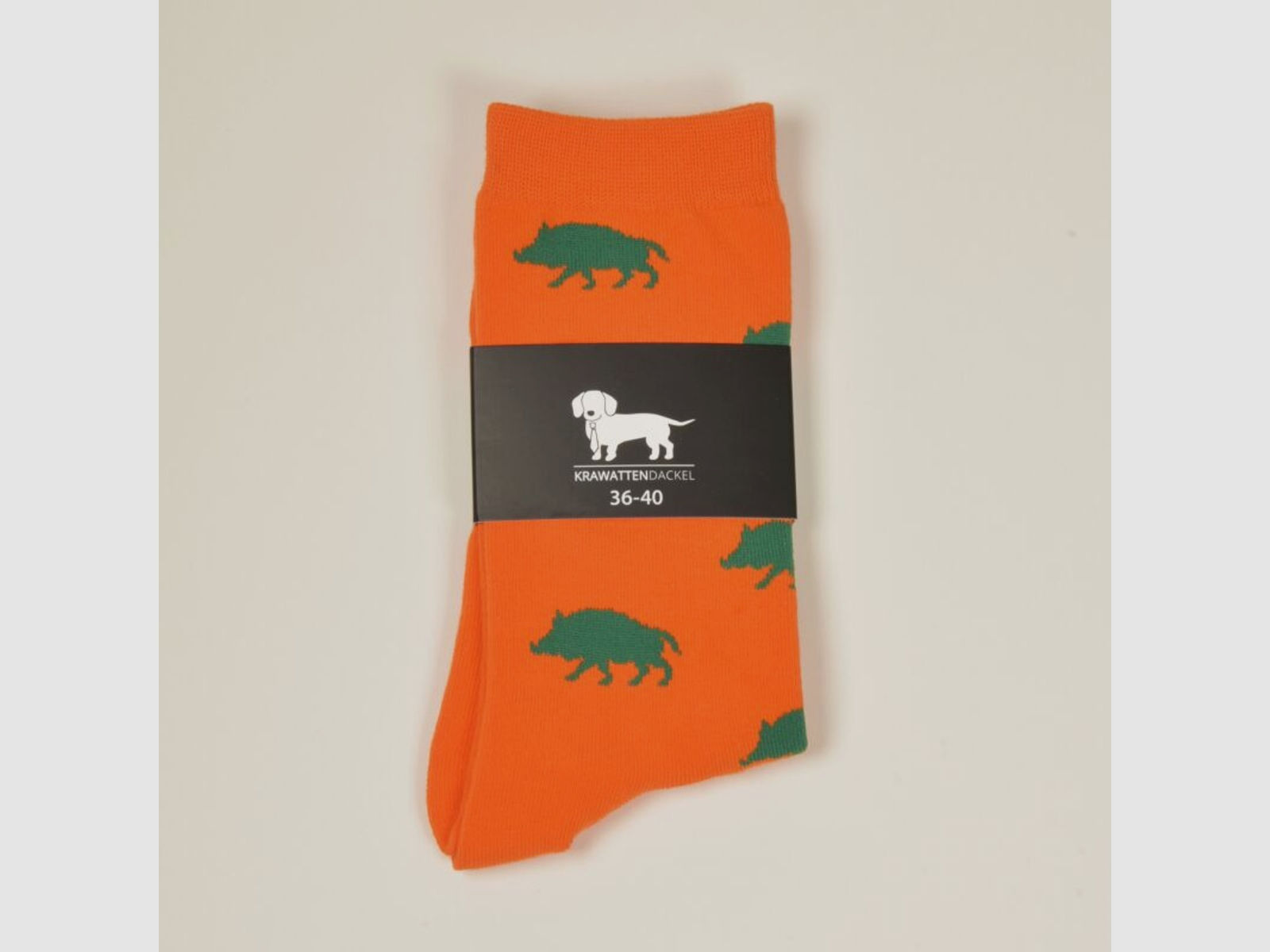 Krawattendackel Unisex Socken orange, Wildschwein grün