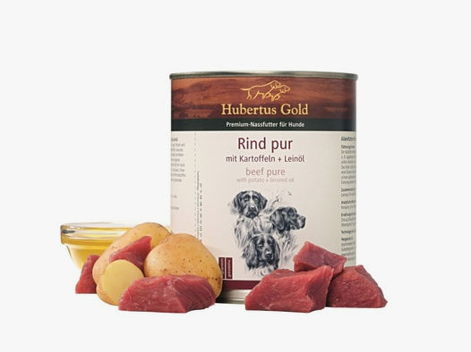 Hubertus Gold Premium-Nassfutter Rind pur mit Kartoffeln + Leinöl 800g
