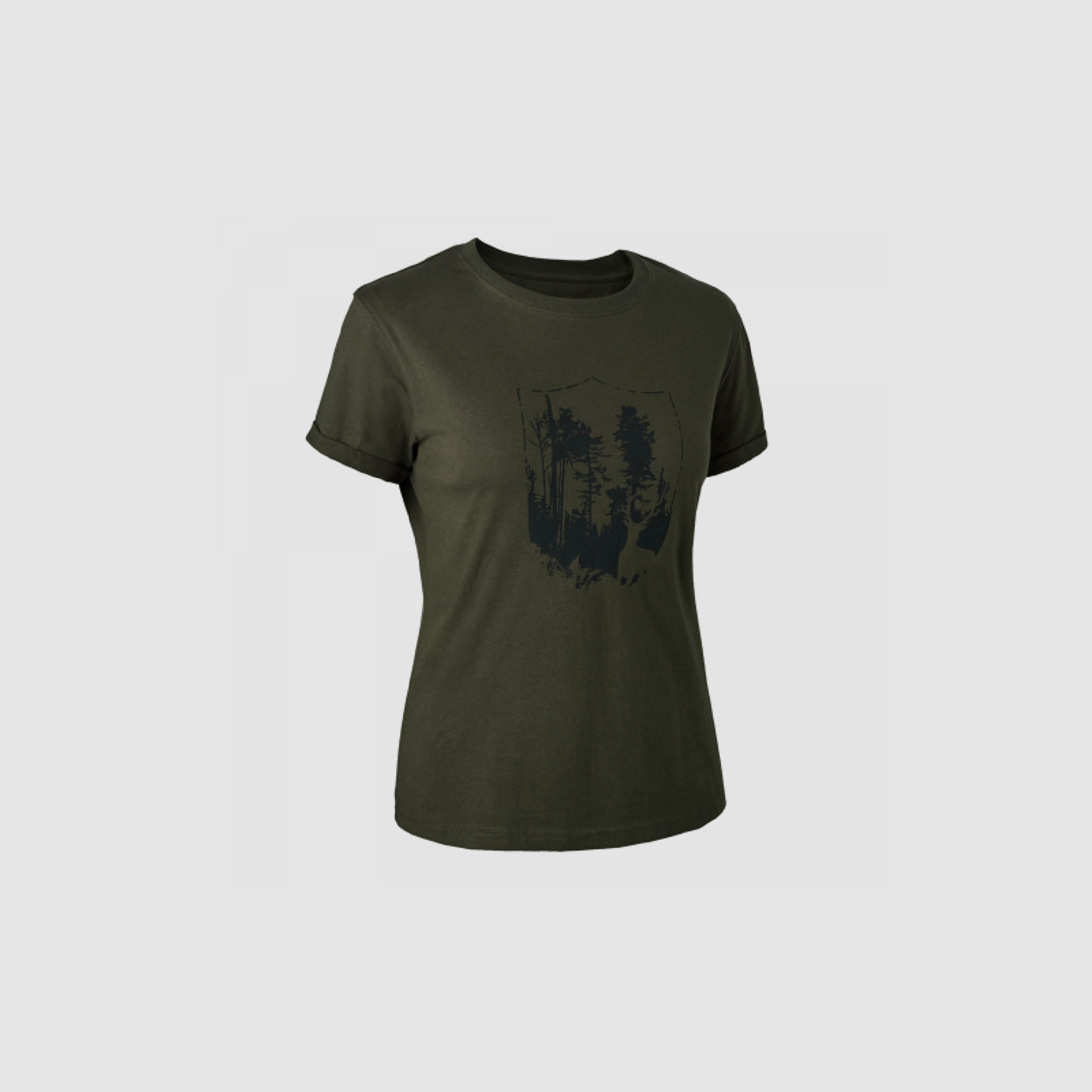 Deerhunter Damen T-Shirt mit Shield-Logo Bark Green