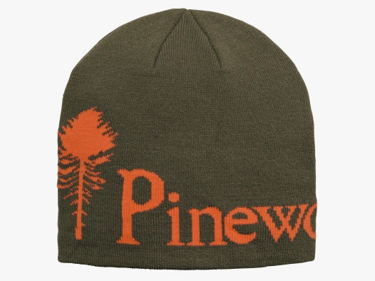 Pinewood Strickmütze grün mit orangenem Logo