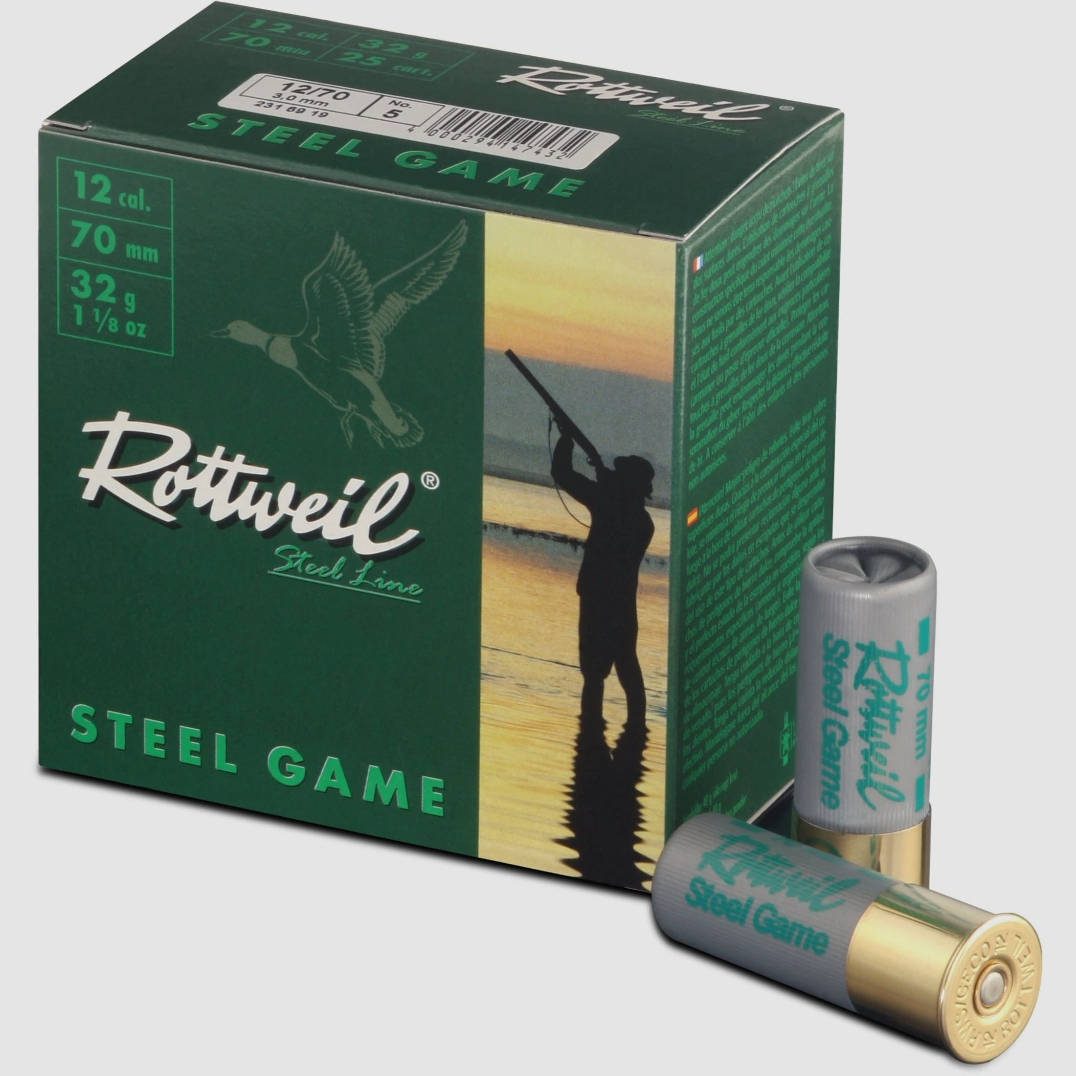 ROTTWEIL-Steel Game 12/70 3,25mm Plastik 25er Pack.