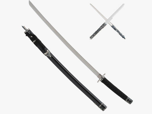 Samuraischwert mit zwei Beimessern und beschlagener Scheide