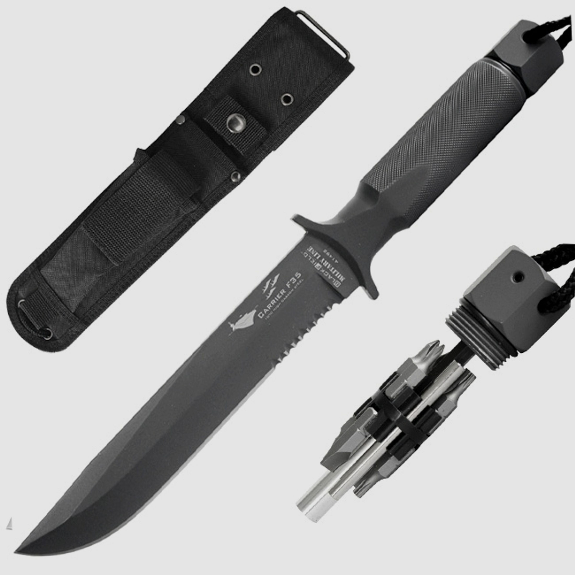 Einsatz-Messer mit Bit Werkzeug im Griff Hechtklinge