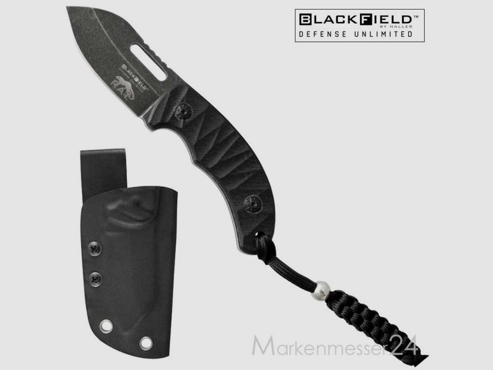 BlackField RAT kleines handliches Messer mit Kydex-Scheide und Lanyard