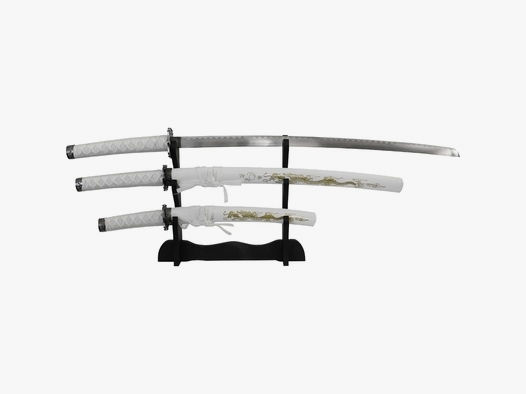 Samurai Schwert Garnitur White Dragon 4 tlg.