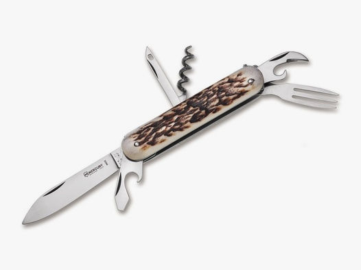 Taschenmesser 913-6DC mit Gabel, Korkenzieher Jäger Messer Horn §42a konform legal führen