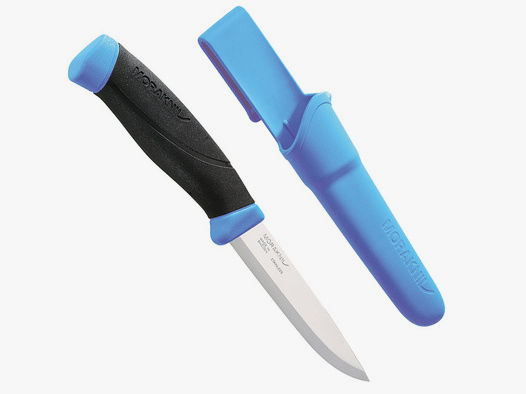 Mora-Messer, Companion, rostfreier Sandvik-Stahl 12C27,blau Scheide mit Gürtelclip