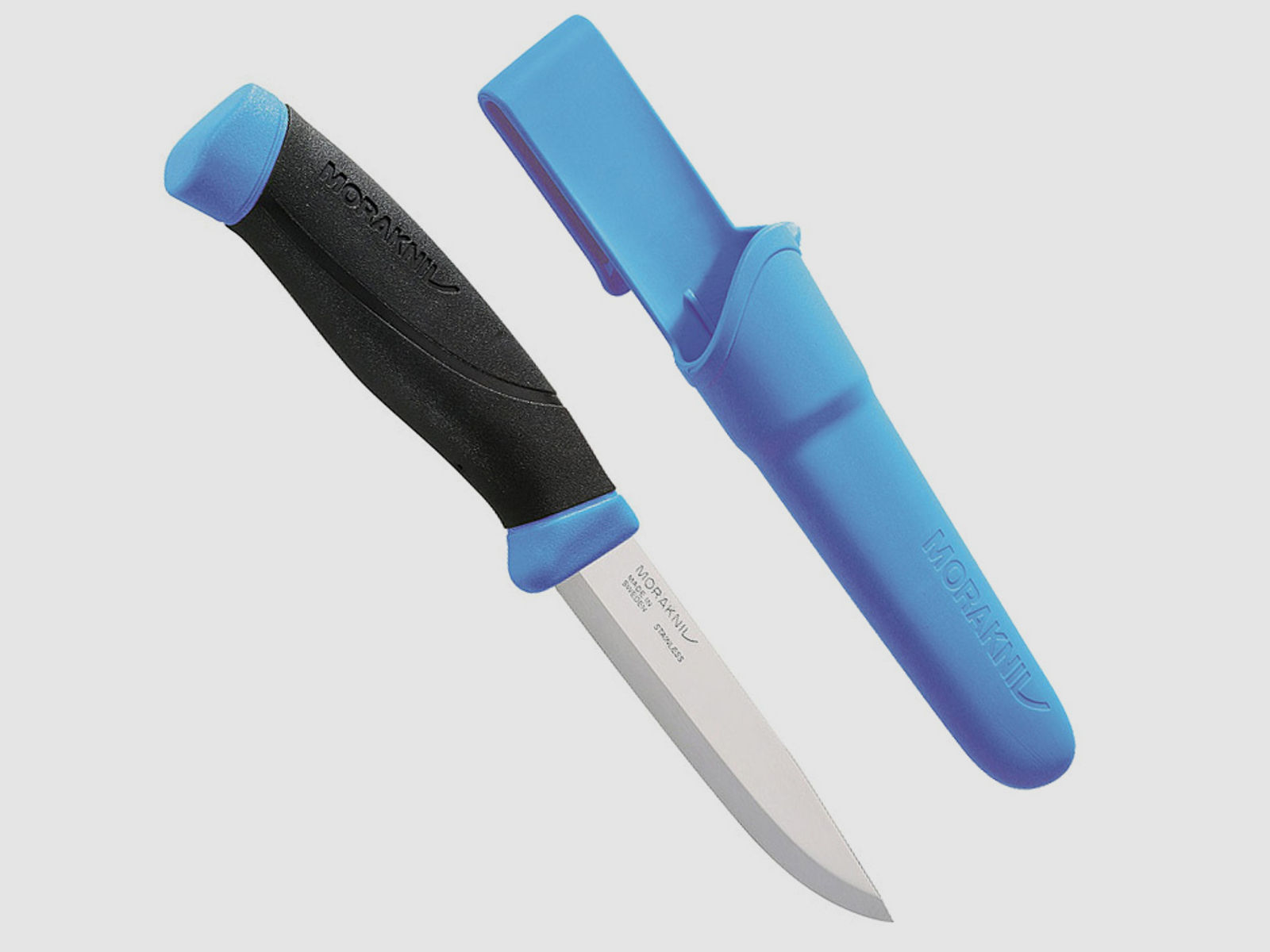 Mora-Messer, Companion, rostfreier Sandvik-Stahl 12C27,blau Scheide mit Gürtelclip