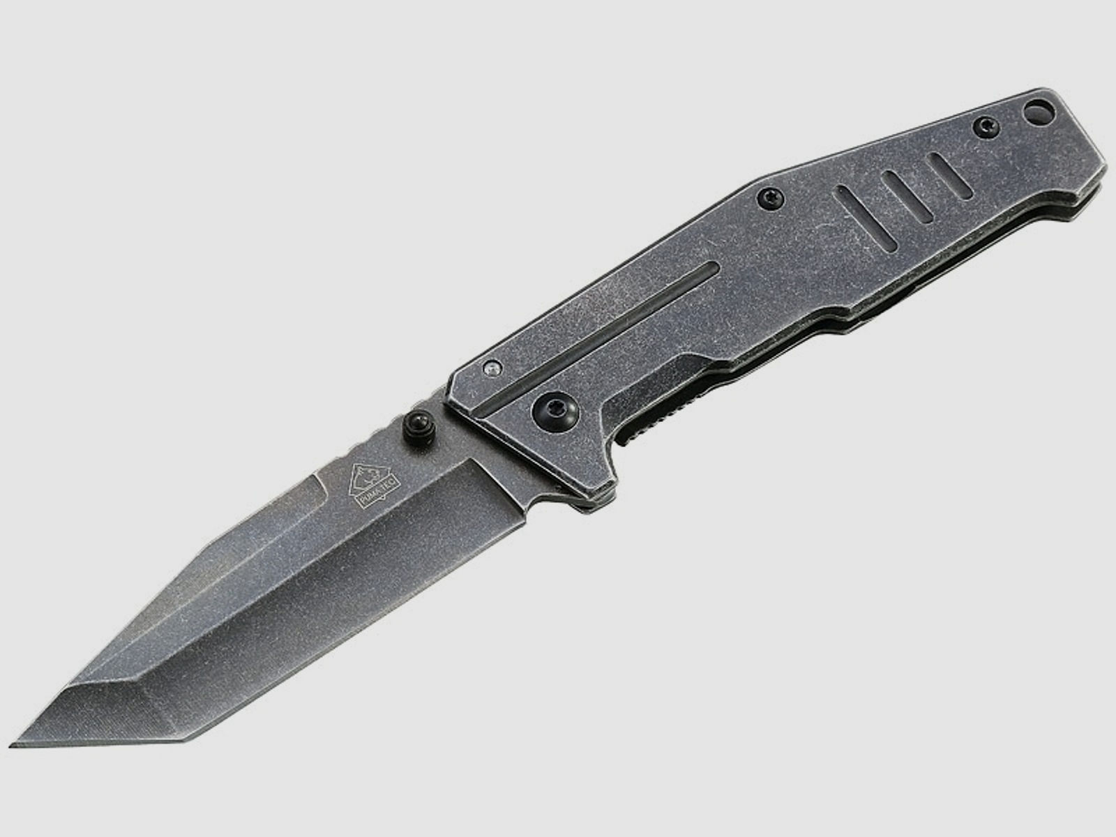 Puma TEC Einhandmesser, kantiges Messer, Frame Lock, Stonewashed-Finisch, Clip