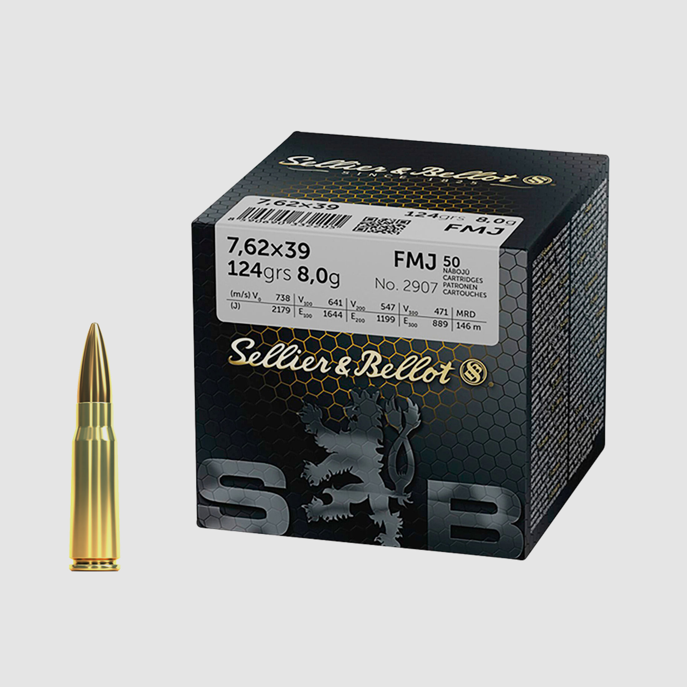 SELLIER & BELLOT - Munition 7,62x39 Vollmantel 8,0g/124grs.