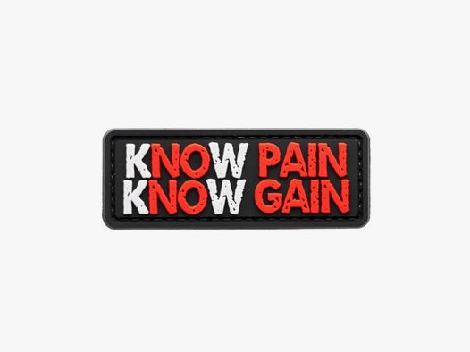 Know Pain Know Gain PVC Patch Schwarz-Rot