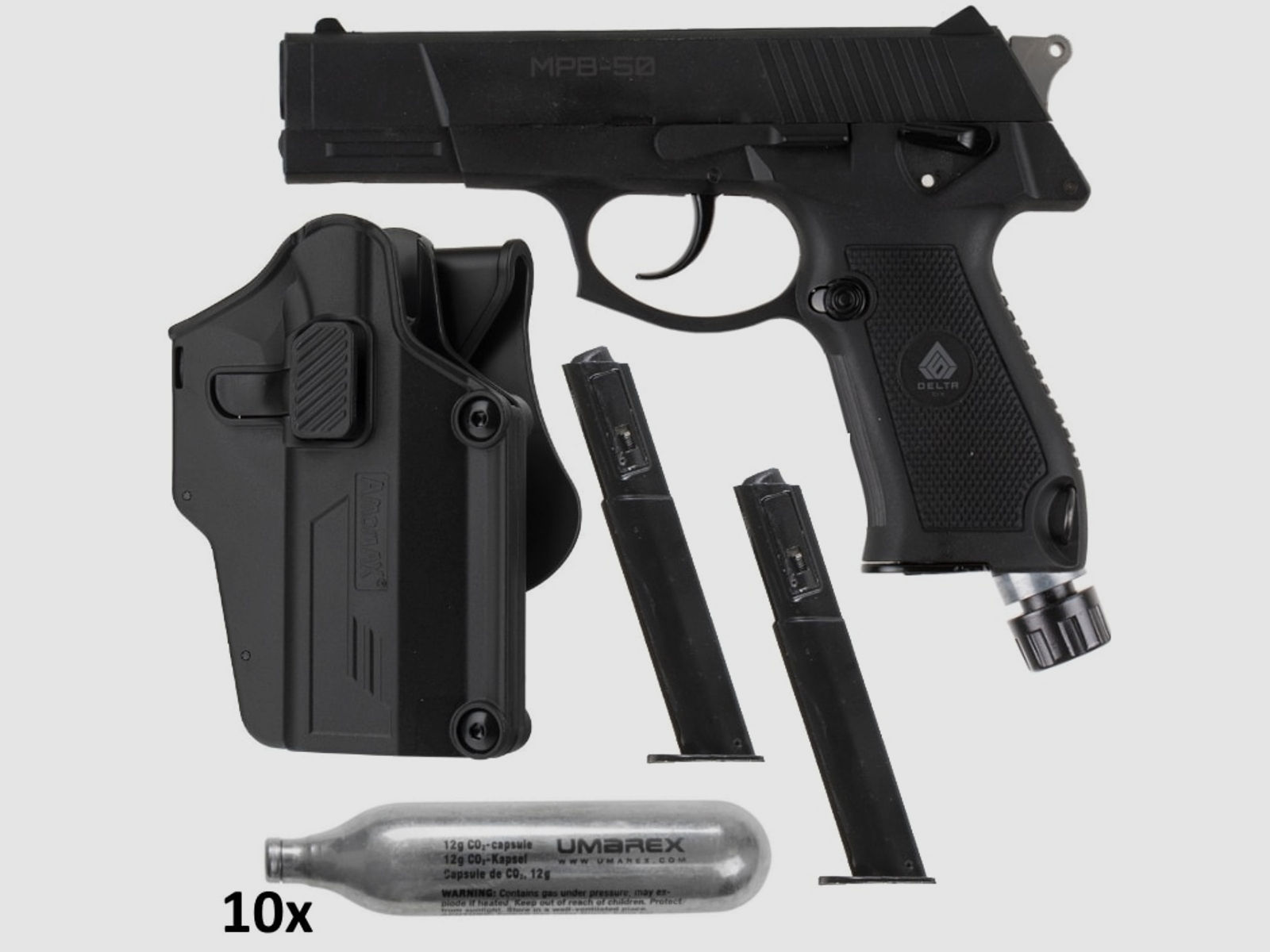 DELTA SIX MPB-50 Paintball / Homedefense Pistole Cal. 50 Action Pack (schwarz)