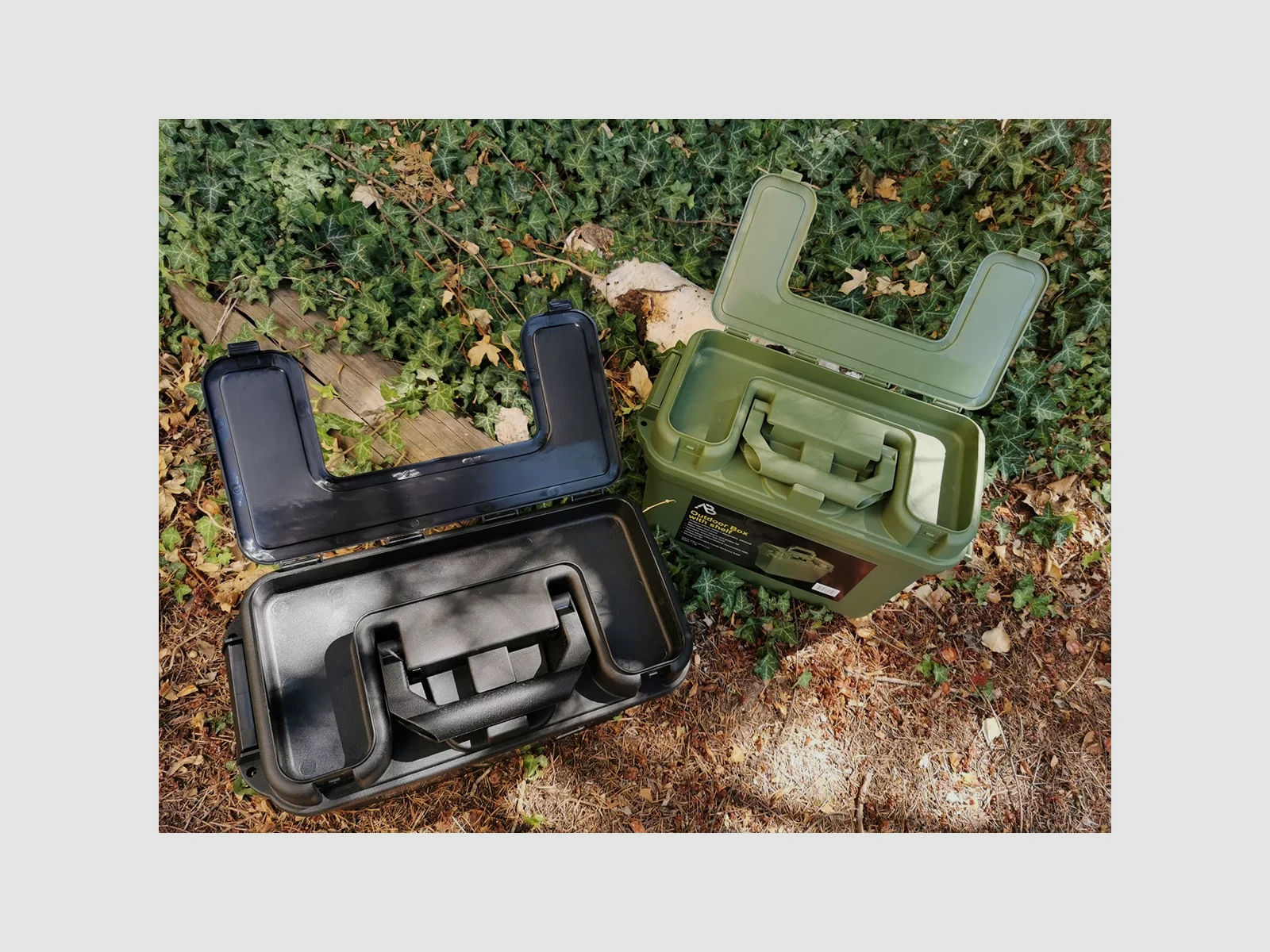 Box / Munitionskiste m. Innenboden - 38 x 19 x 24cm, Schwarz - spritzwassergeschützt + verschließbar, schlagfester Kunststoff