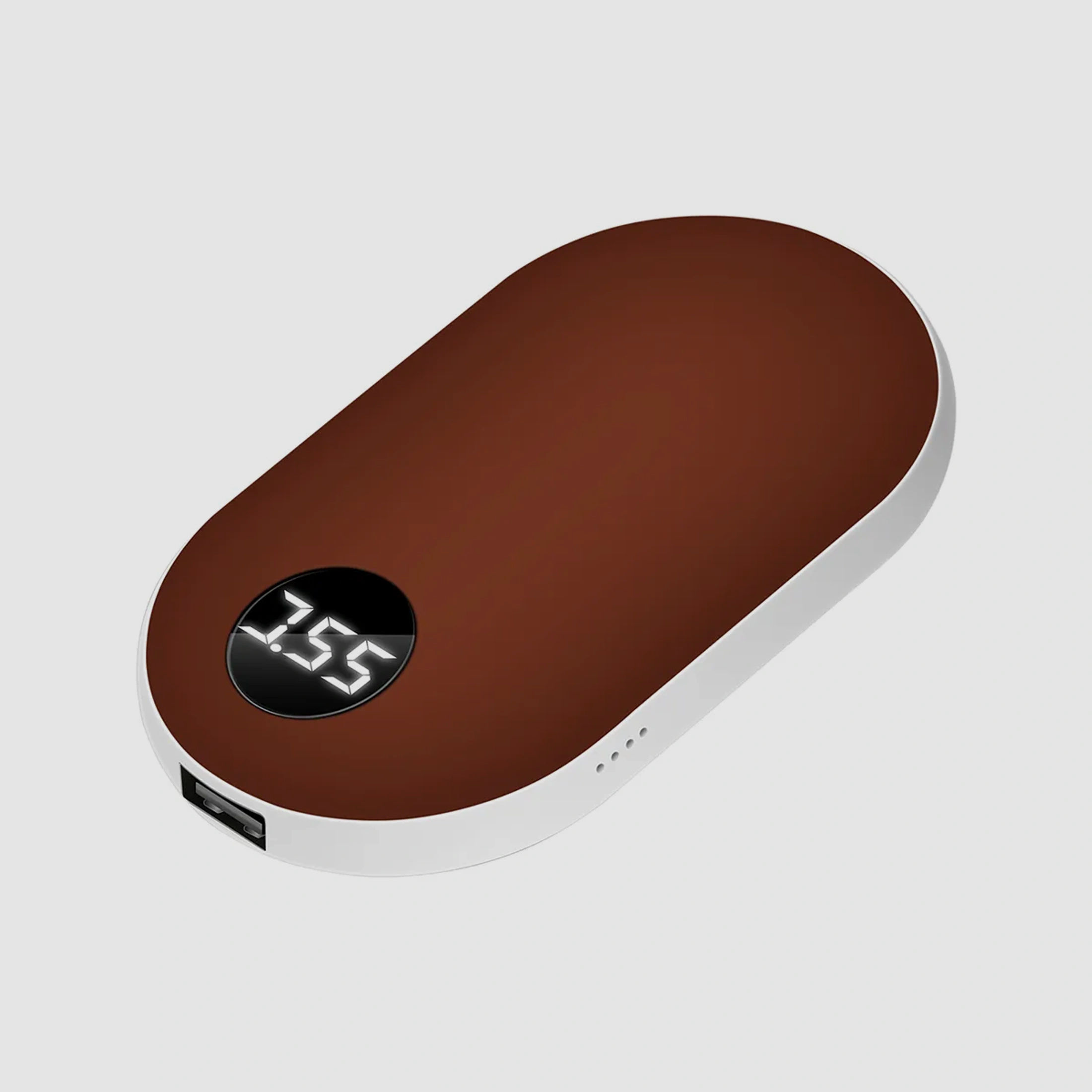 Elektrischer Handwärmer ROTBRAUN - wiederaufladbar mit USB - 42-52 Grad einstellbar