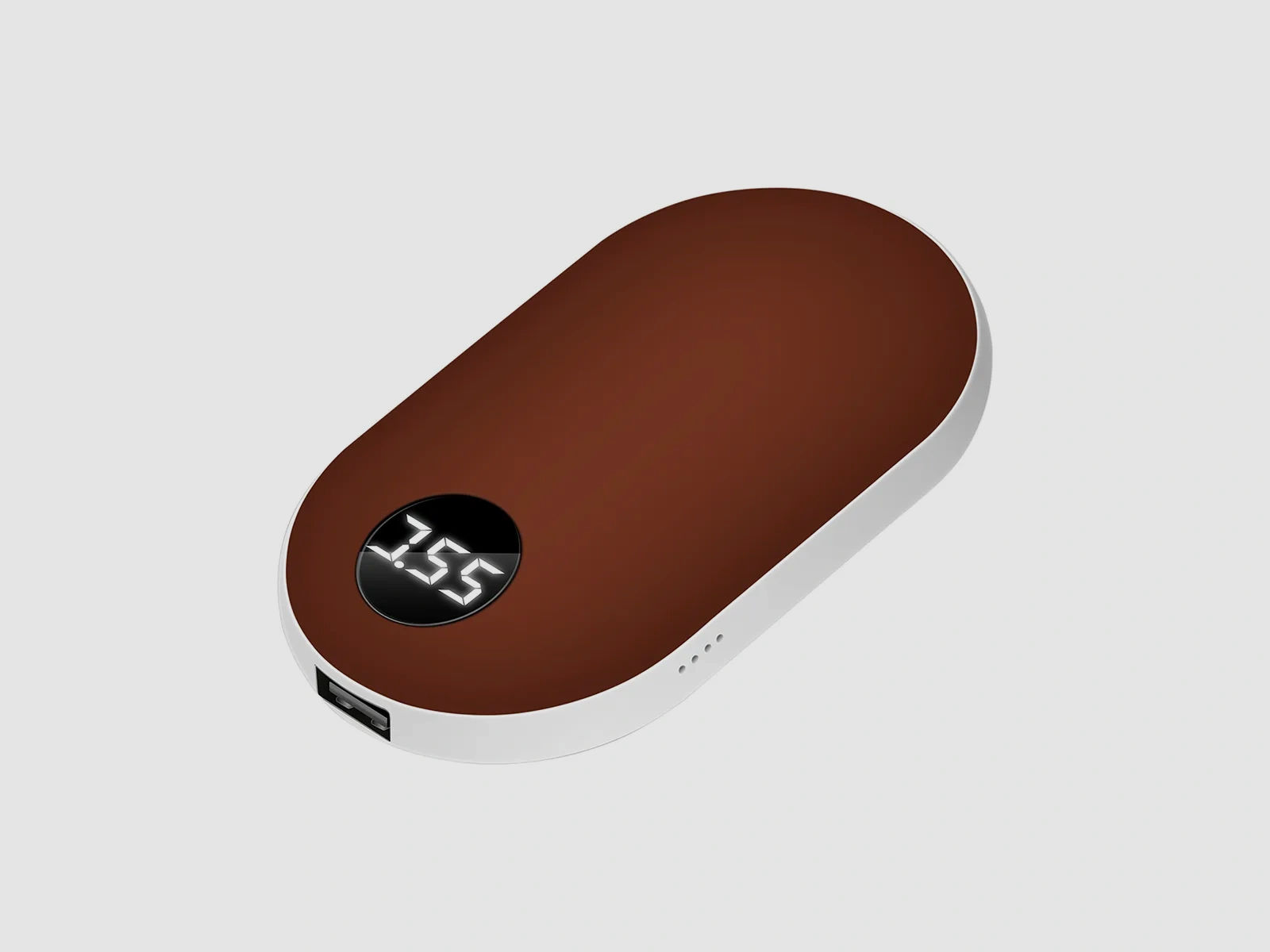 Elektrischer Handwärmer ROTBRAUN - wiederaufladbar mit USB - 42-52 Grad einstellbar