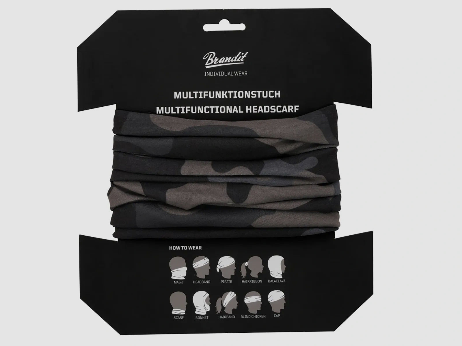 Multifunktionstuch (Schlauchschal) für Kopf, Gesicht, Hals - Einheitsgröße - Dark Camouflage