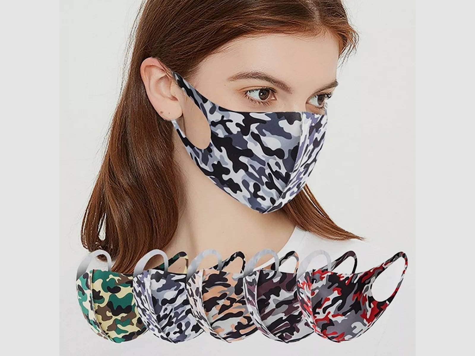 Mund-Nase-Abdeckung / Community Maske -Camouflage Grün- für Sie und Ihn