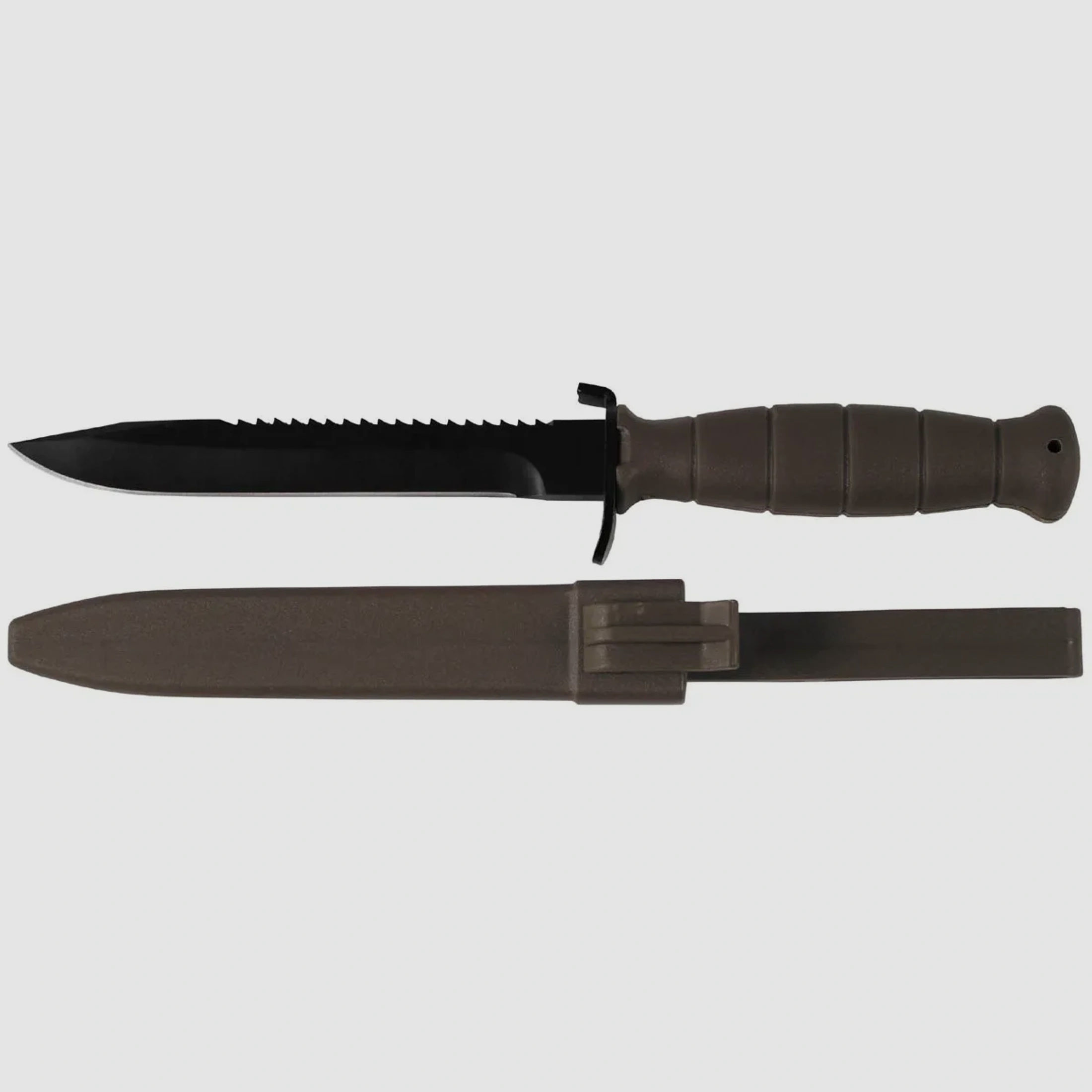 ÖBH Kampfmesser (Nachbau) Schwarz/Oliv - Sägerücken + Kunststoff - Scheide