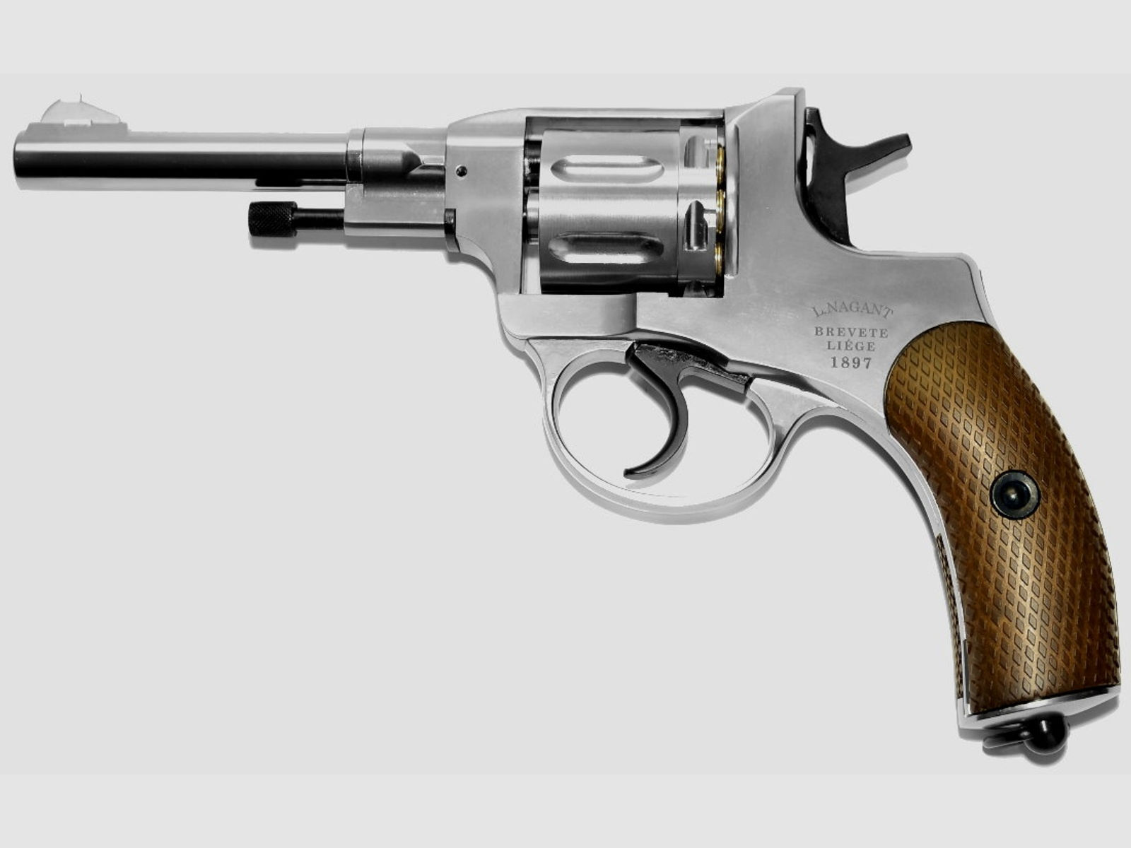 Nagant M1895 Nickel Revolver 6mm CO2 Belgische Legende