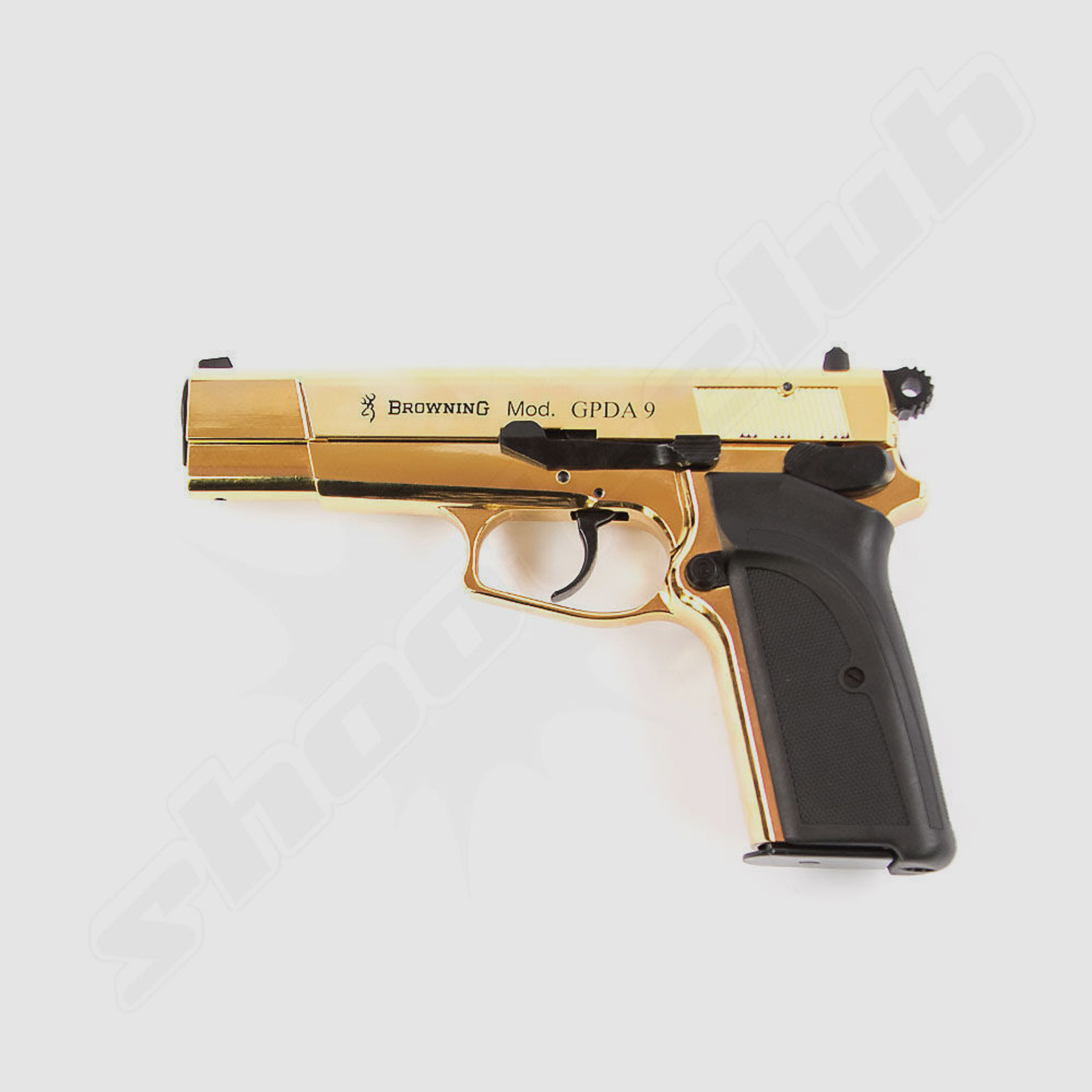 Browning GPDA 9 Schreckschusspistole Gold Finish SET mit Magazin, Munition, Ladehilfe