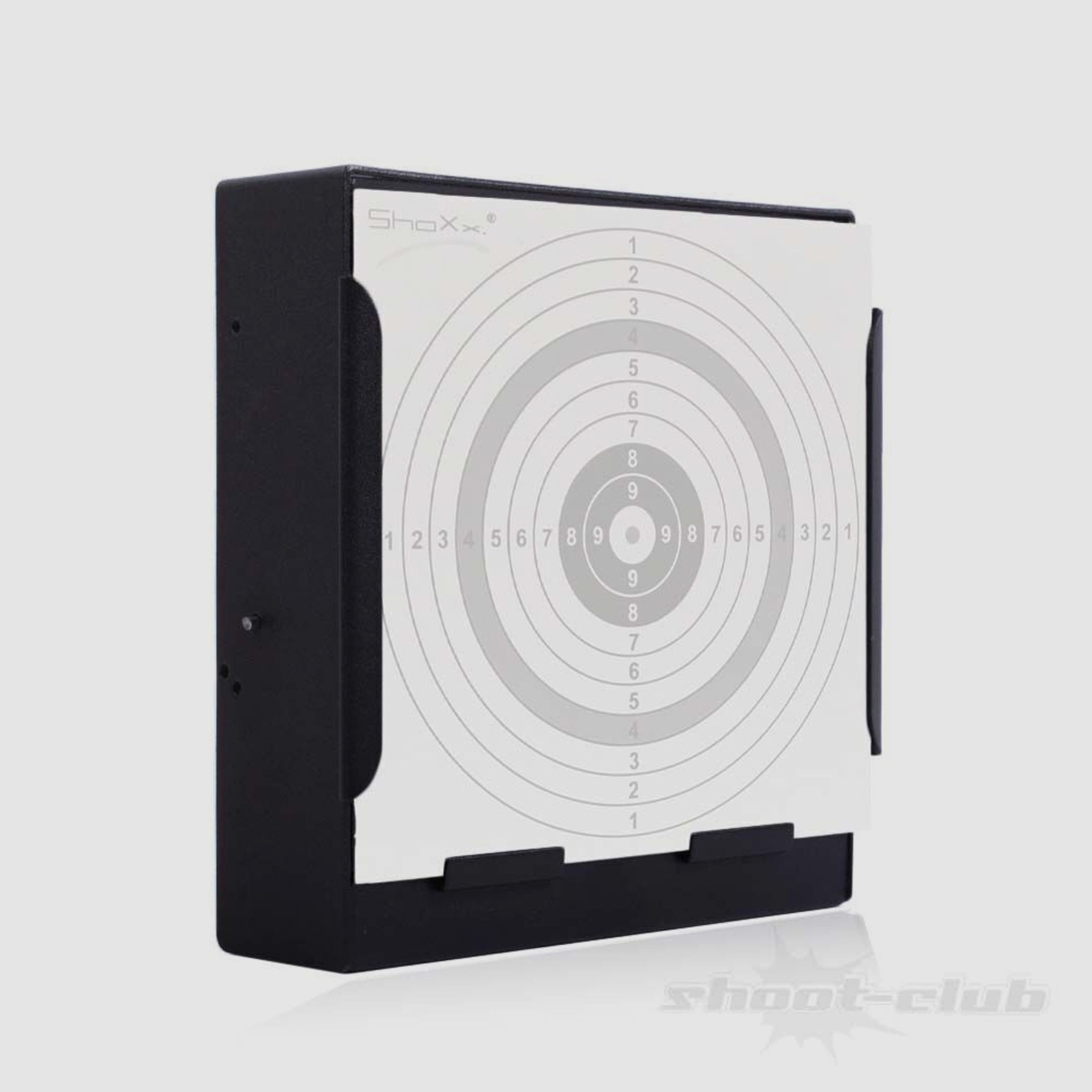 shoXx Scheibenkasten Kugelfang schwarz mit 100 Zielscheiben 10er 14x14 cm